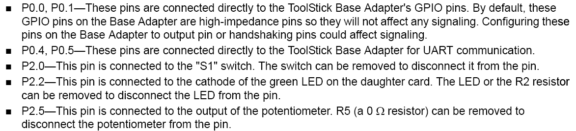 Toolstick reserved pins