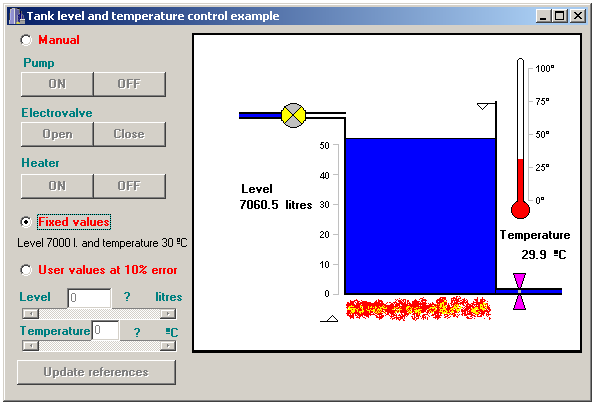 Tank of liquids demo program.