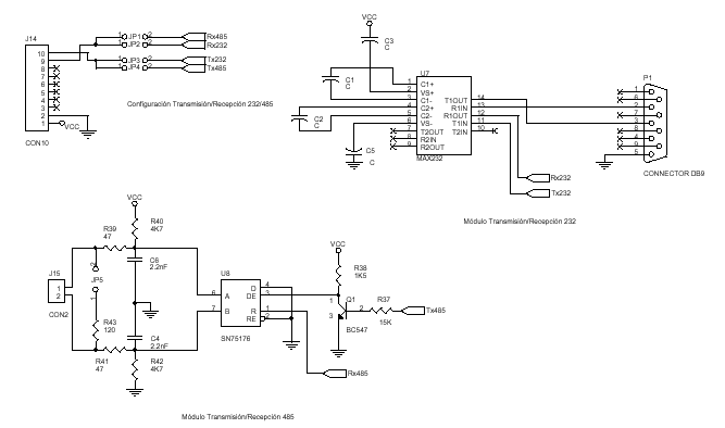 Descarga Del Esquematico Del Mdulo De Comunicaciones Serie (RS-232 y RS-485)