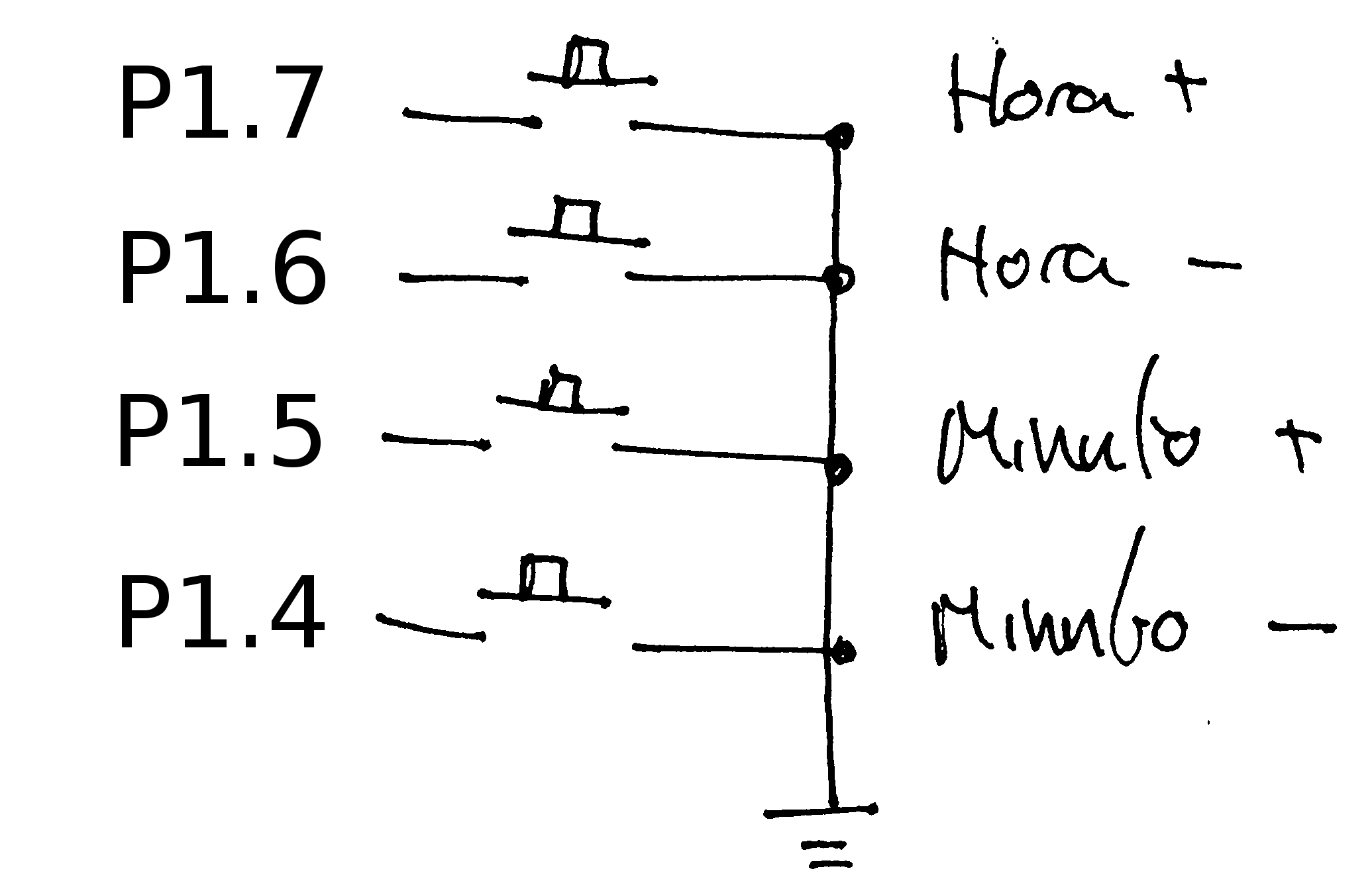 Diagrama de conexi&oacute;n de los pulsadores para modificar la hora